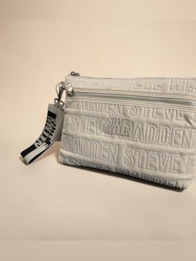 Steve Madden White Quilted Wristlet/Clutch
